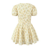 Floral V-neck puff sleeve dress